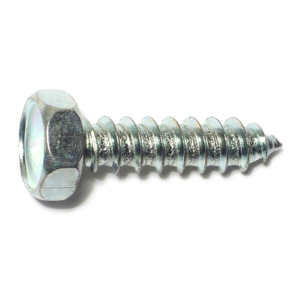 Midwest Fastener Sheet Metal Screw, #14 x 1 in, Zinc Plated Steel Flange Hex Head Slotted Drive, 12 PK 61352 - main